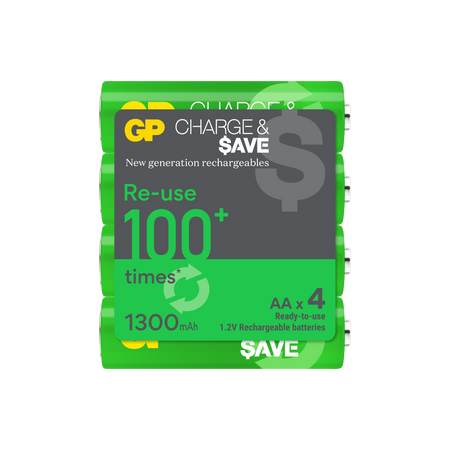 GP Charge & $ave AA充電池 1300mAh (4粒裝)