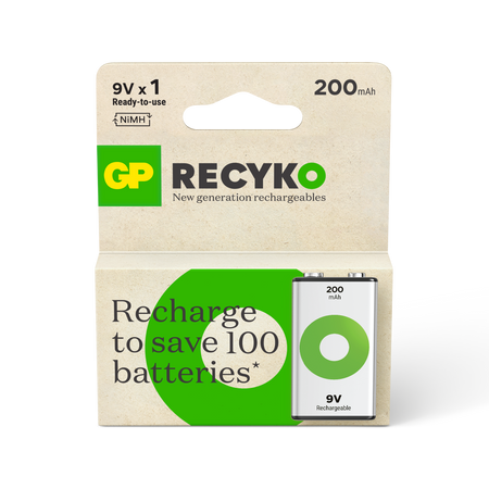 GP Recyko 9V充電池200mAh (1粒裝)