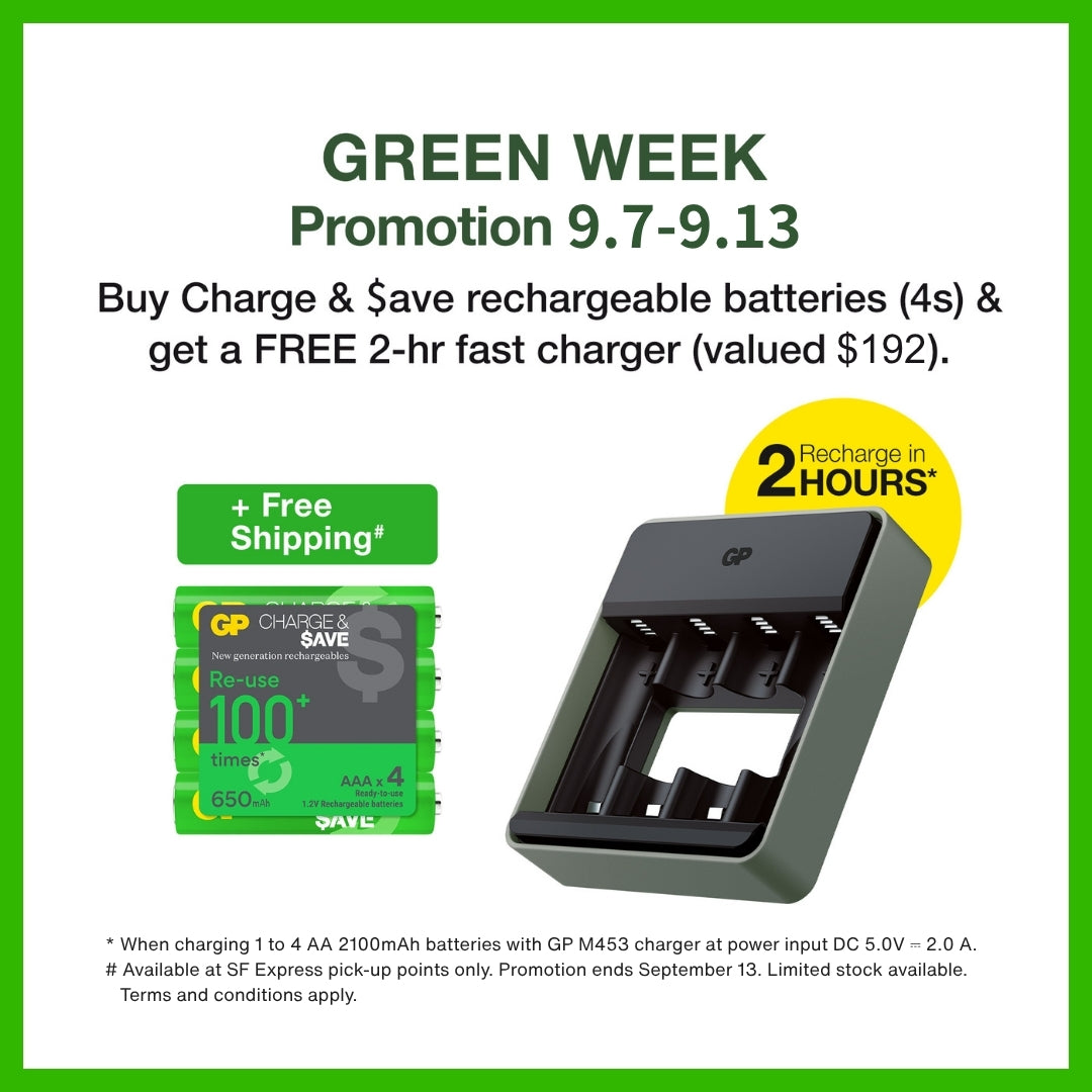 GP Charge & $ave AAA充電池 650mAh (4粒裝) + 2小時快速充電器