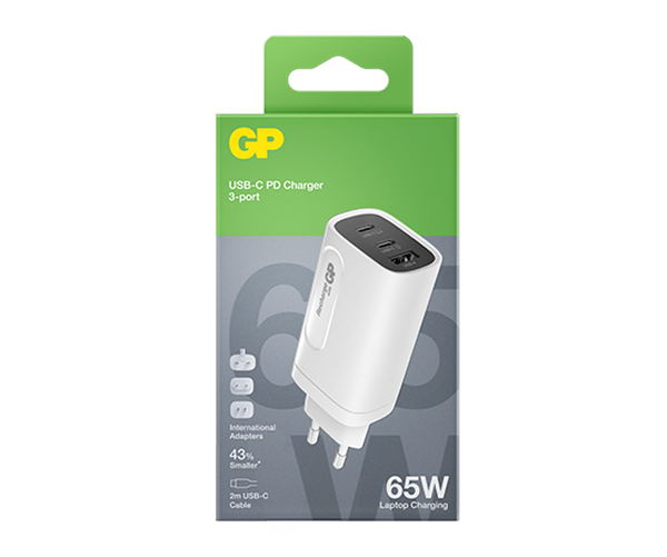 GP超霸 65W USB-C及USB-A GaN三接口快速充電器 GM3A
