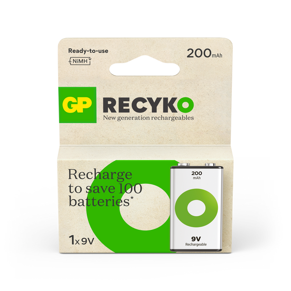 GP Recyko 9V充電池200mAh (1粒裝)