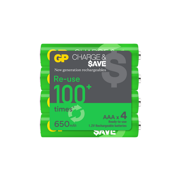 GP Charge & $ave AAA充電池 650mAh (4粒裝)