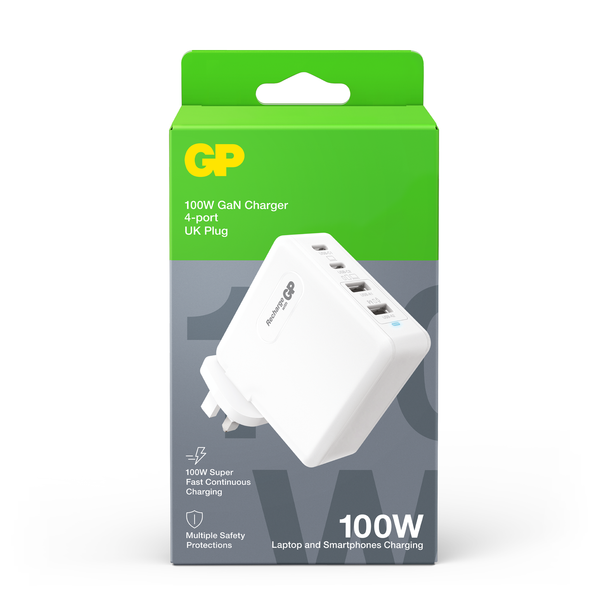 GP 100W USB-C 及 USB-A GaN 4接口快速充電器