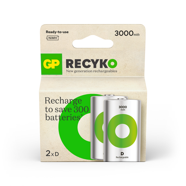 GP Recyko D型充電池3000mAh (2粒裝)