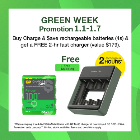 GP Charge & $ave AA充電池 1300mAh (4粒裝)