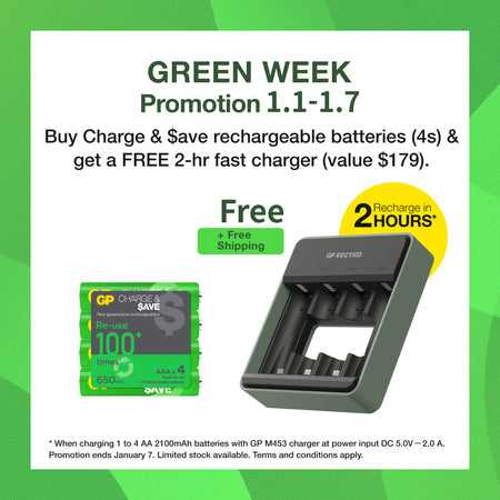 GP Charge & $ave AAA充電池 650mAh (4粒裝)