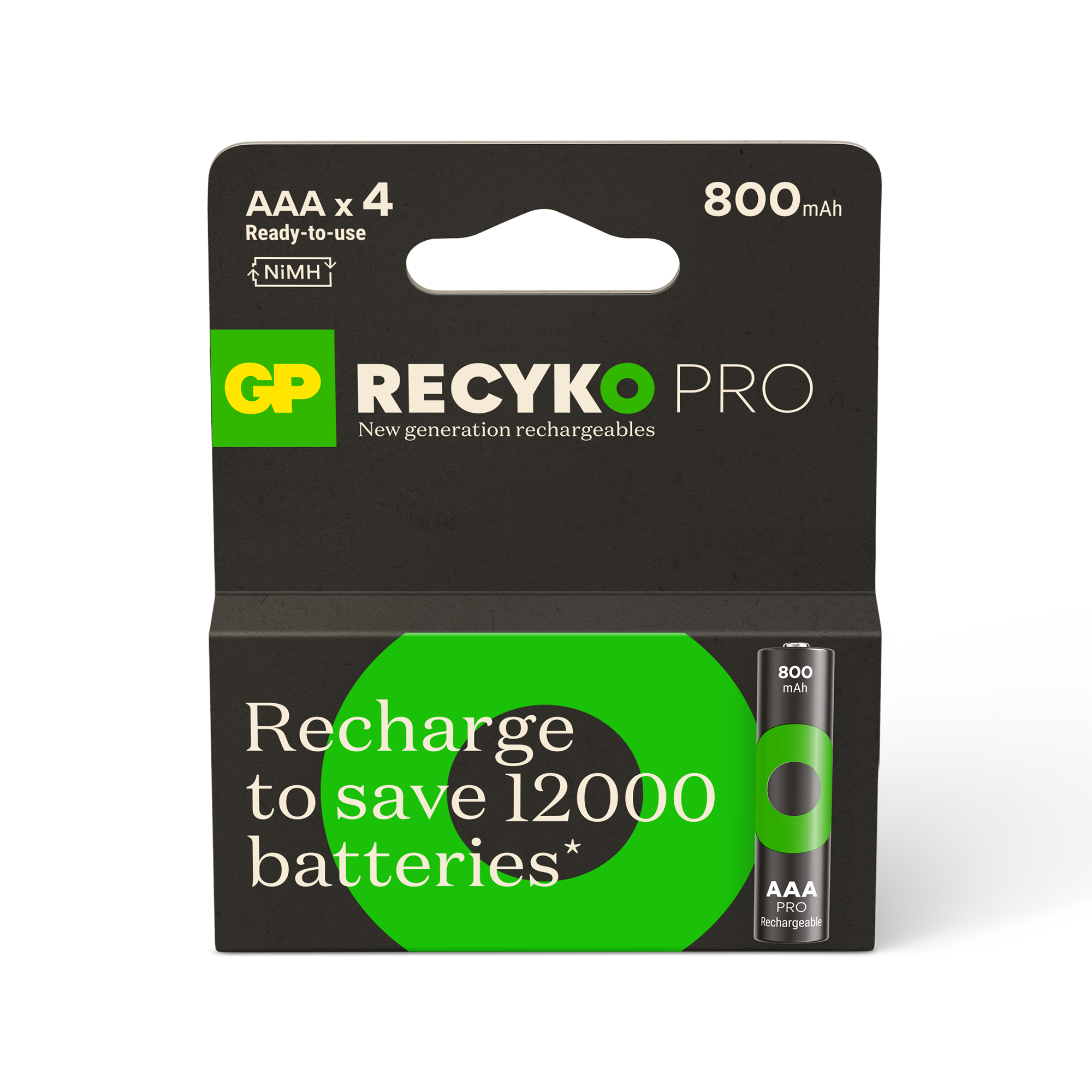 GP綠再專業充 AAA 800mAh充電池 (4粒裝)